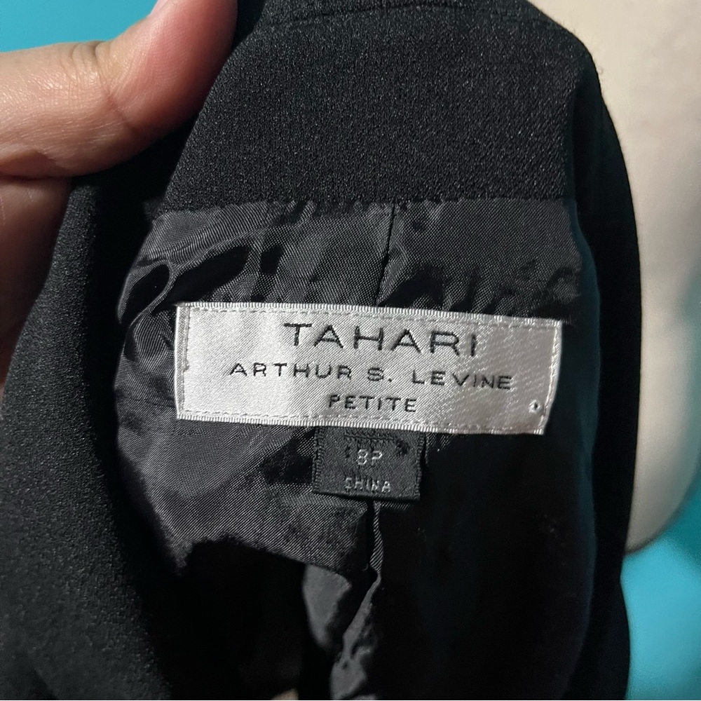 Tahari 8P Solid Black Side Button Blazer Jacket - image 5